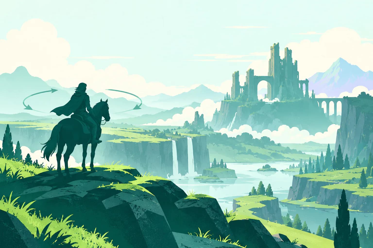 Flat editorial illustration for Elden Ring, of an original game scene using camera frames and a stable visual reference.