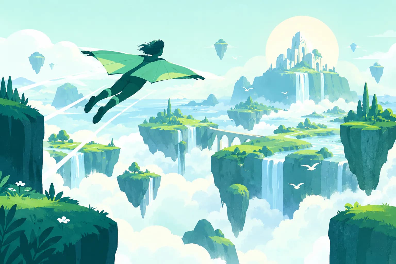 Flat editorial illustration for Zelda: Tears of the Kingdom (& BOTW), of an original game scene using camera frames and a stable visual reference.