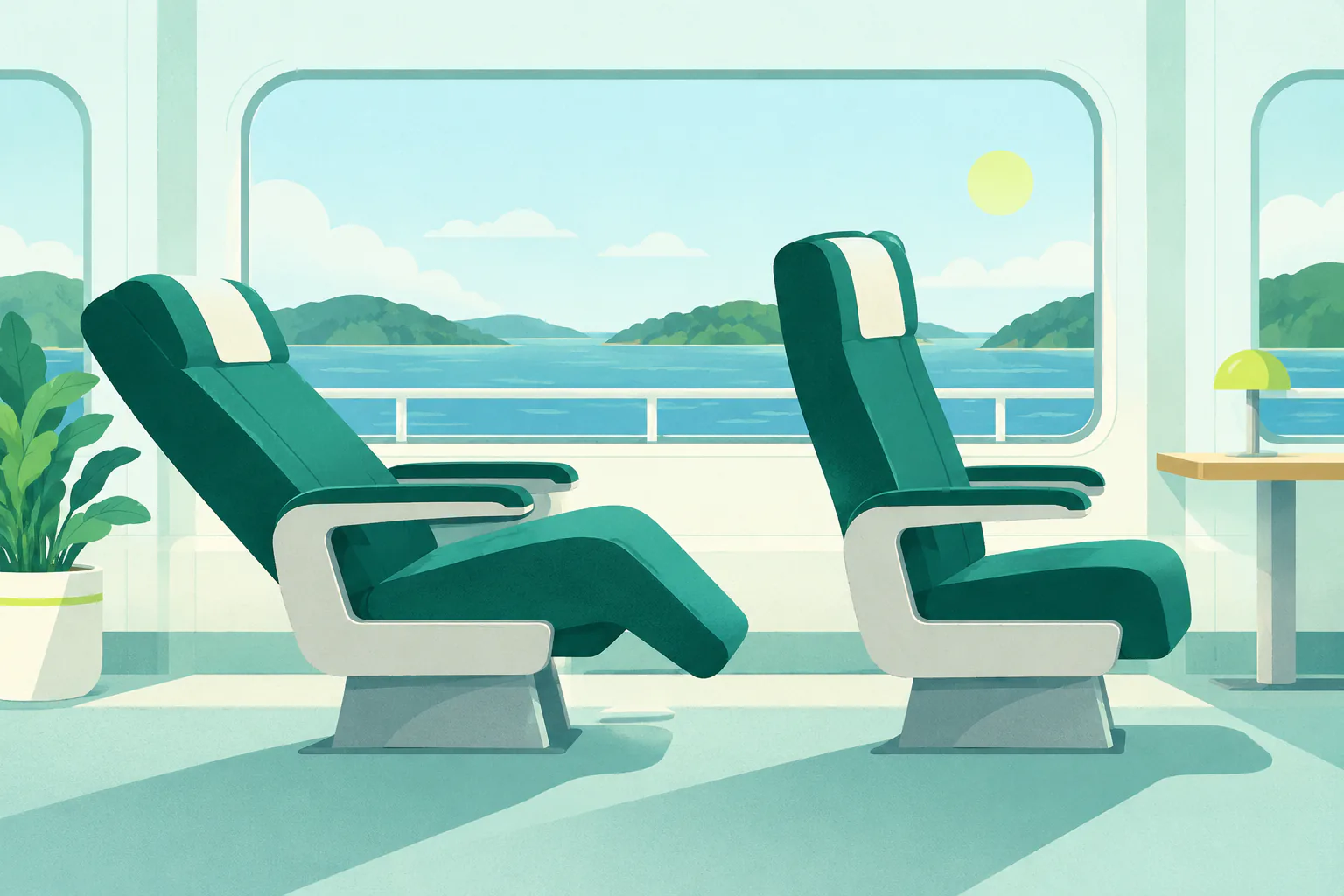 Flat editorial illustration for Lying down vs sitting up: which helps more when you feel sick?, of unbranded travel options arranged neutrally without a winner or outcome claim.