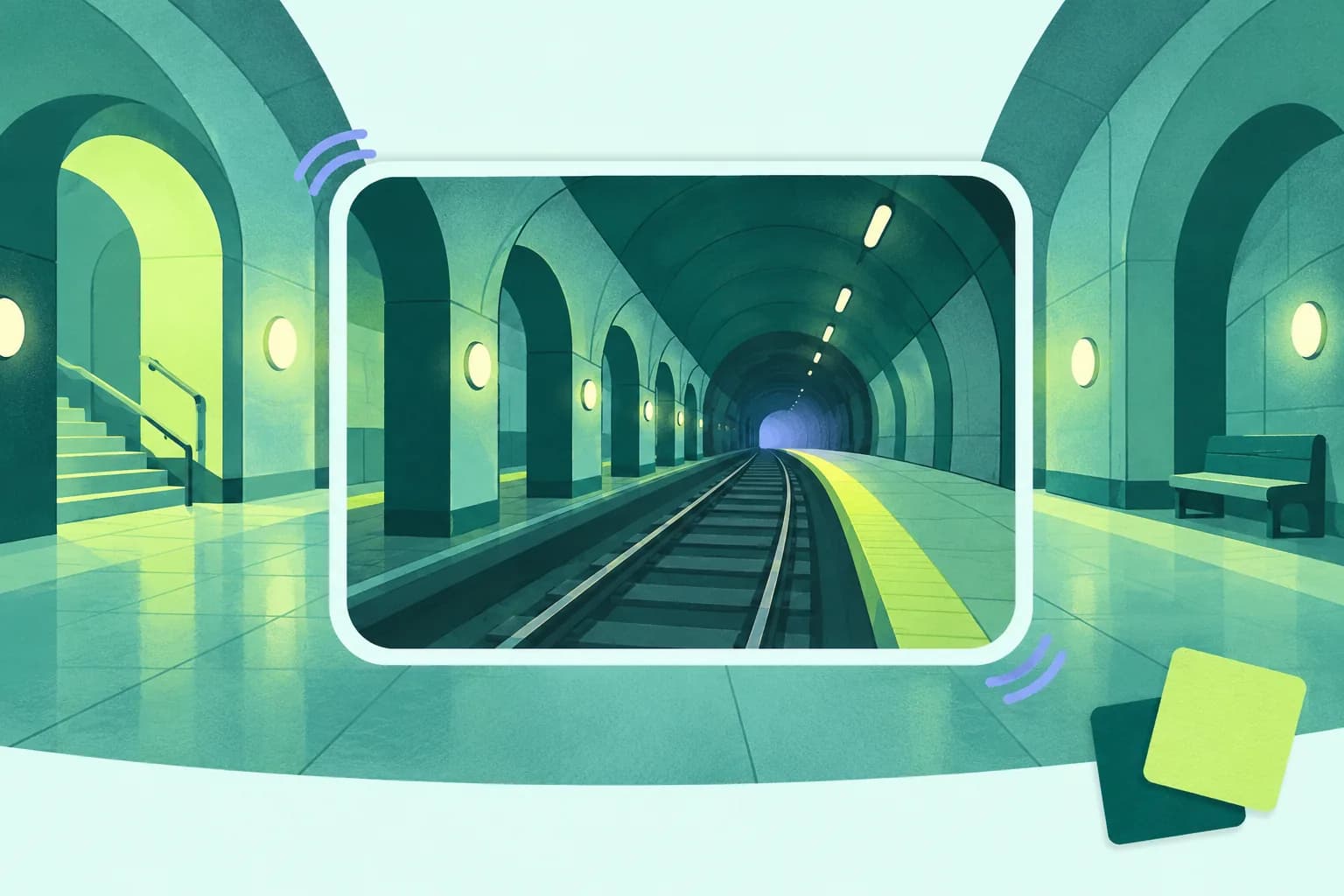 Original underground game corridor shown through narrow and wide camera frames with reduced sway marks.