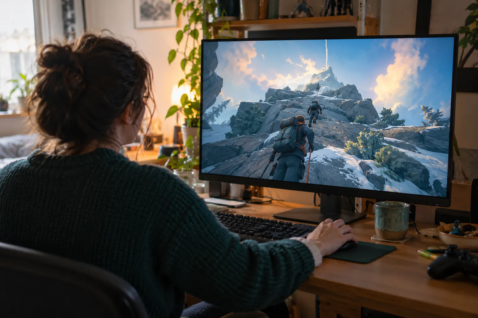 Candid editorial photo for PEAK, of an original game scene using camera frames and a stable visual reference.