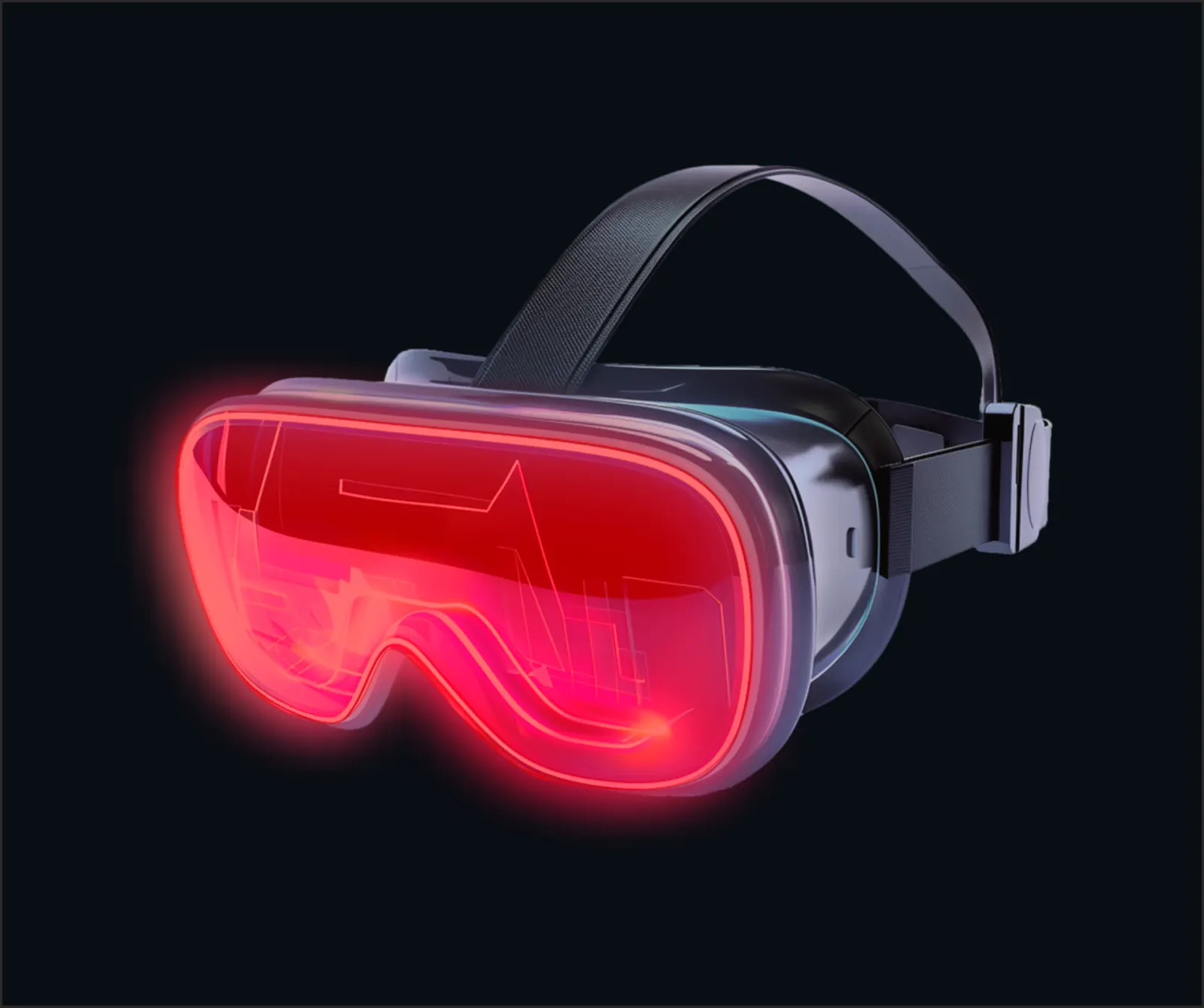 가상현실 환경에서의 멀미 위험을 나타내는 VR 헤드셋 일러스트
